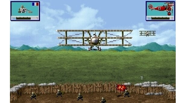 Historyline: 1914-1918Sind alle Befehle erteilt, werden die Angriffe ausgeführt. Meine Elite-Infanterie feuert hier mit ihren MGs auf Fokker-Dreidecker.
