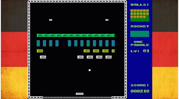 Mad BreakinRaimo Bunsens Breakout-Klon kitzelte beeindruckende Leistung aus dem KC85, kein anderes Spiel besaß einen vergleichbar ruckelfreien Spielablauf. Im Intro erklärt Bunsen, dies sei sein letztes Spiel: »I think this will be my last KC-Game. All systems become old and out.«