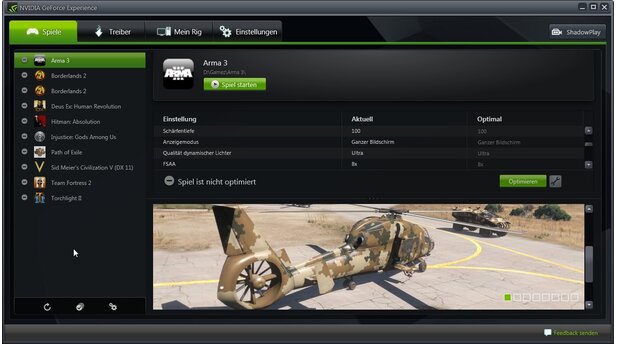 Nvidias Geforce Experience ergänzt die klassische Nvidia Systemsteuerung. Mit der Software können Sie unter anderem die Grafikeinstellungen von Spielen automatisch optimieren lassen.