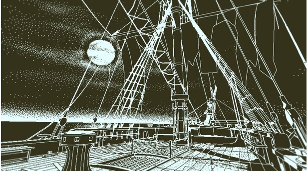 Return of the Obra DinnMinimalistisch und surreal: Die Retro-Grafik von Return of the Obra Dinn ist ein Hingucker. Hier betreten wir erstmals das namensgebende Geisterschiff.