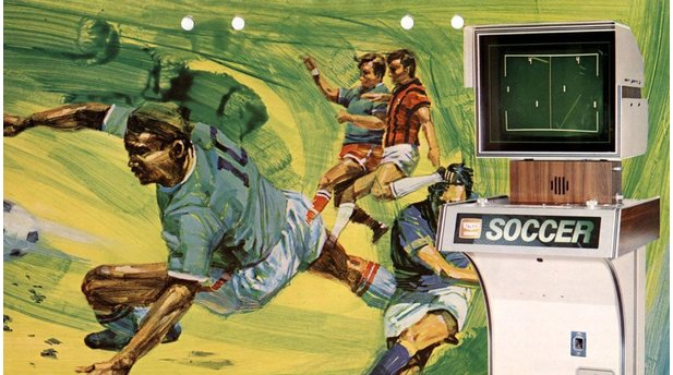 Soccer (1973)Taitos Pong-Klong vom Space-Invaders-Schöpfer Tomohiro Nishikado zählt zu den ganz frühen Arcade-Fußballspielen. Mehr ist damals technisch einfach noch nicht drin.