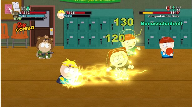 South Park: Der Stab der WahrheitUnser Paladin Butters grillt mit der Macht seines heiligen Hammers diese Mitglieder der Gangaufsicht.