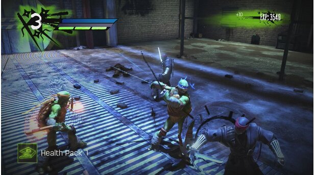 Teenage Mutant Ninja Turtles: Out of the ShadowsDie Turtles heizen dem Foot Clan und anderen Bösewichten ordentlich ein – während der Spieler sich mit der Kamera herumplagt.