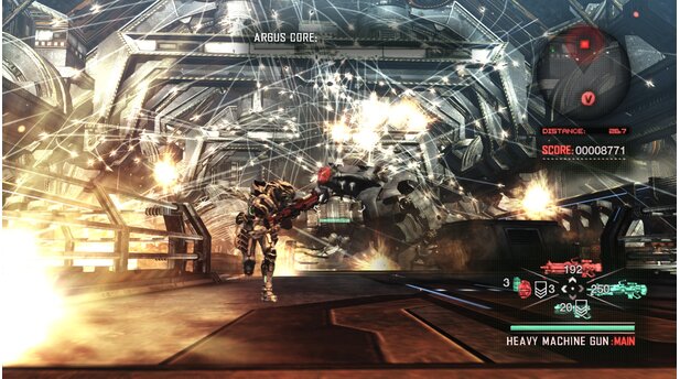 VanquishWillkommen bei Vanquish: Schon der erste Boss füllt den ganzen Bildschirm mit Raketen.