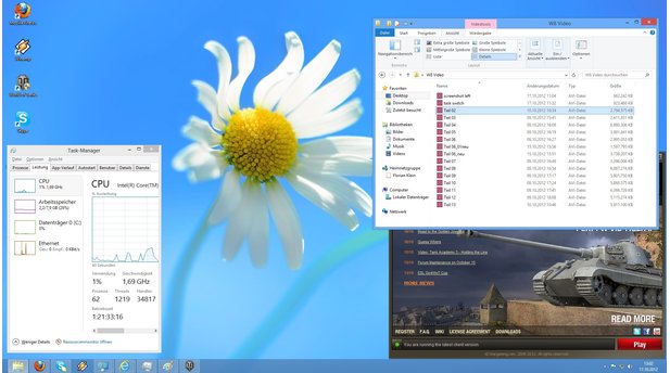 Windows 8
Der altbekannte Desktop existiert auch in Windows 8. Allerdings spielt er nicht mehr die zentrale Rolle wie bislang.