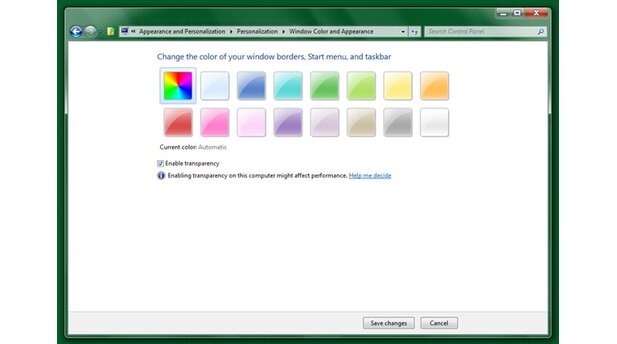 Windows 8 Farbauswahl