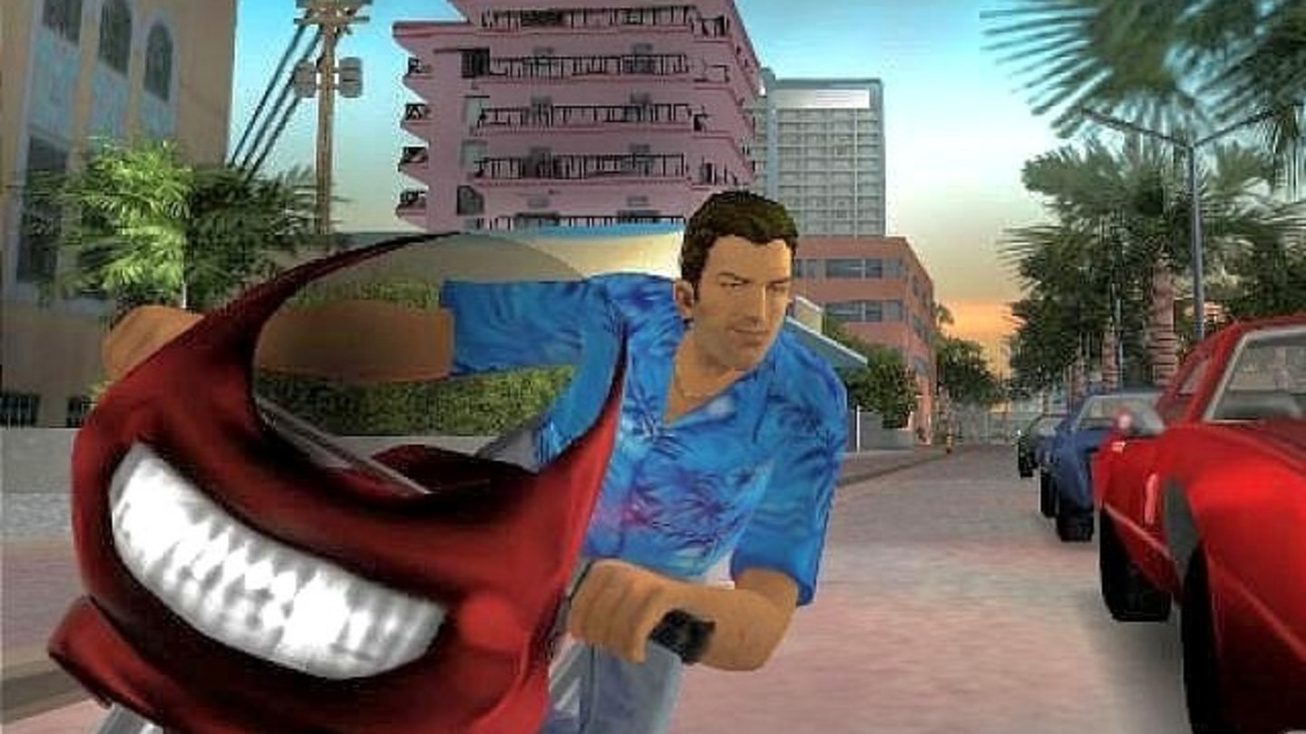 Grand Theft Auto: Vice City (2002)Technisch nahezu identisch mit GTA 3 gibt’s in Vice City eine Zeitreise. Statt als Claude geht’s im neuen GTA als Mafiosi Tommy Vercetti ins sonnige Miami-Pendant des Jahres 1986. Und da macht Rockstar keine halben Sachen: Nicht nur die Autos, sondern auch die Klamotten, Musik und Radiosendungen passen wie die Faust auf’s Auge zur Epoche. Klar an den Al Pacino-Klassiker Scarface und die TV-Serie Miami Vice angelehnt, dreht sich auch in Vice City alles um illegalen Kokainhandel. Weil der neue Held quasselt wie ein Wasserfall, hat Rockstar mit Ray Liotta (Goodfellas) einen Hollywood-Star als Sprecher für Tommy Vercetti verpflichtet. Erstmals können in Vice City mehrere Immobilien wie zusätzliche Wohnungen und Geschäfte gekauft werden. Während in ersteren Autos und Waffen aufgeräumt werden, nehmen letztere kontinuierlich Geld ein. Neu im Fuhrpark: Motorräder und Hubschrauber. Vice City schlägt auf PC und Xbox 1 ein wie eine Bombe und gilt bis heute als das meistverkaufte Spiel für die PlayStation 2.
