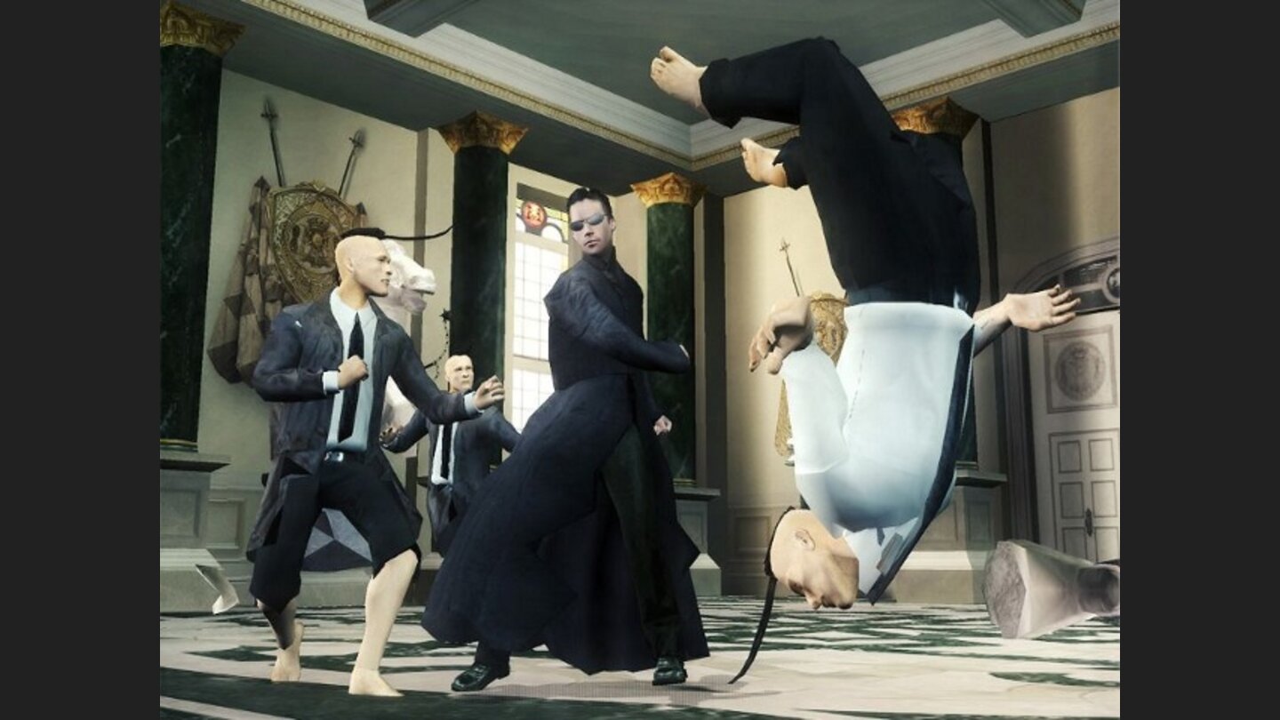 Flop: The Matrix: Path of Neo (PS2, Xbox; 63%, GamePro 012006) Verbugged, ruckelnd und eine miese Kamera. Atari zeigt, wie es nicht geht! Vor allem die Story war an Wirrheit kaum zu übertreffen.