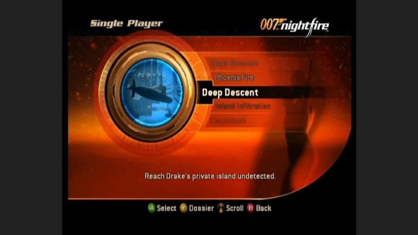 Mission selection screen.