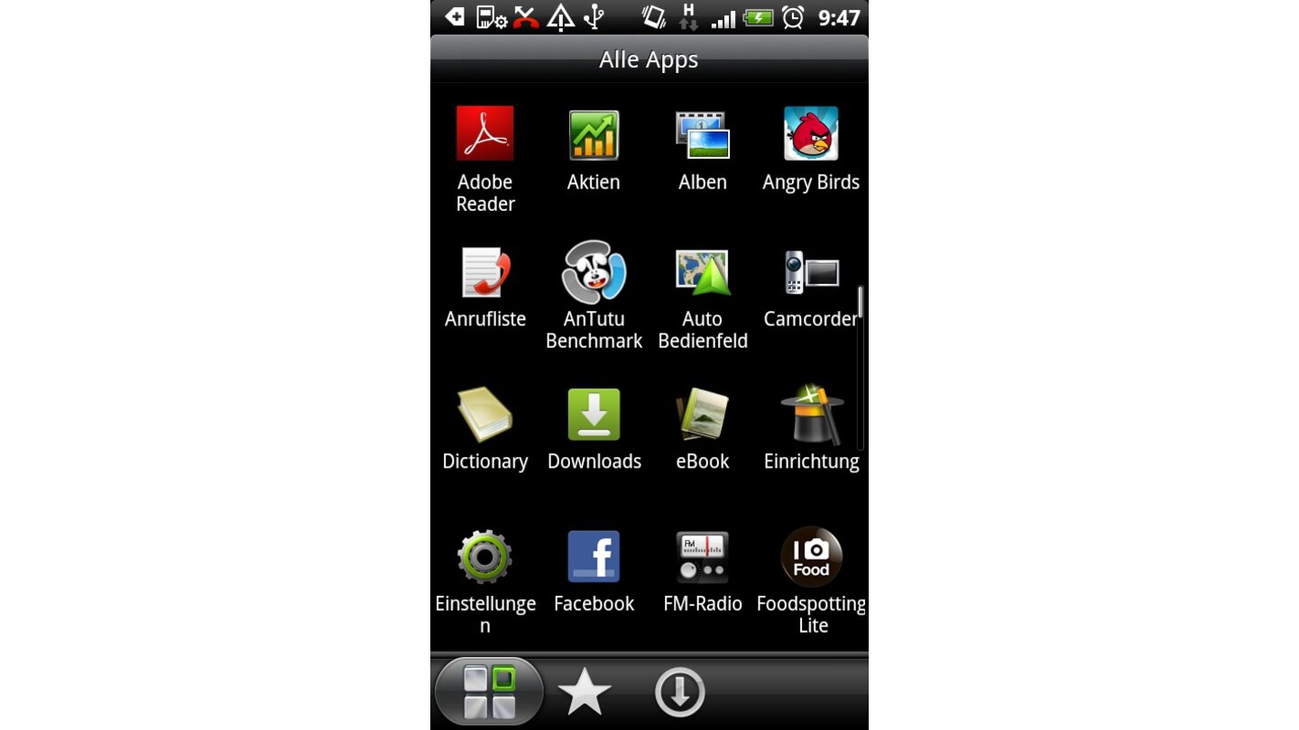 HTC Sense zeigt alle Apps an....