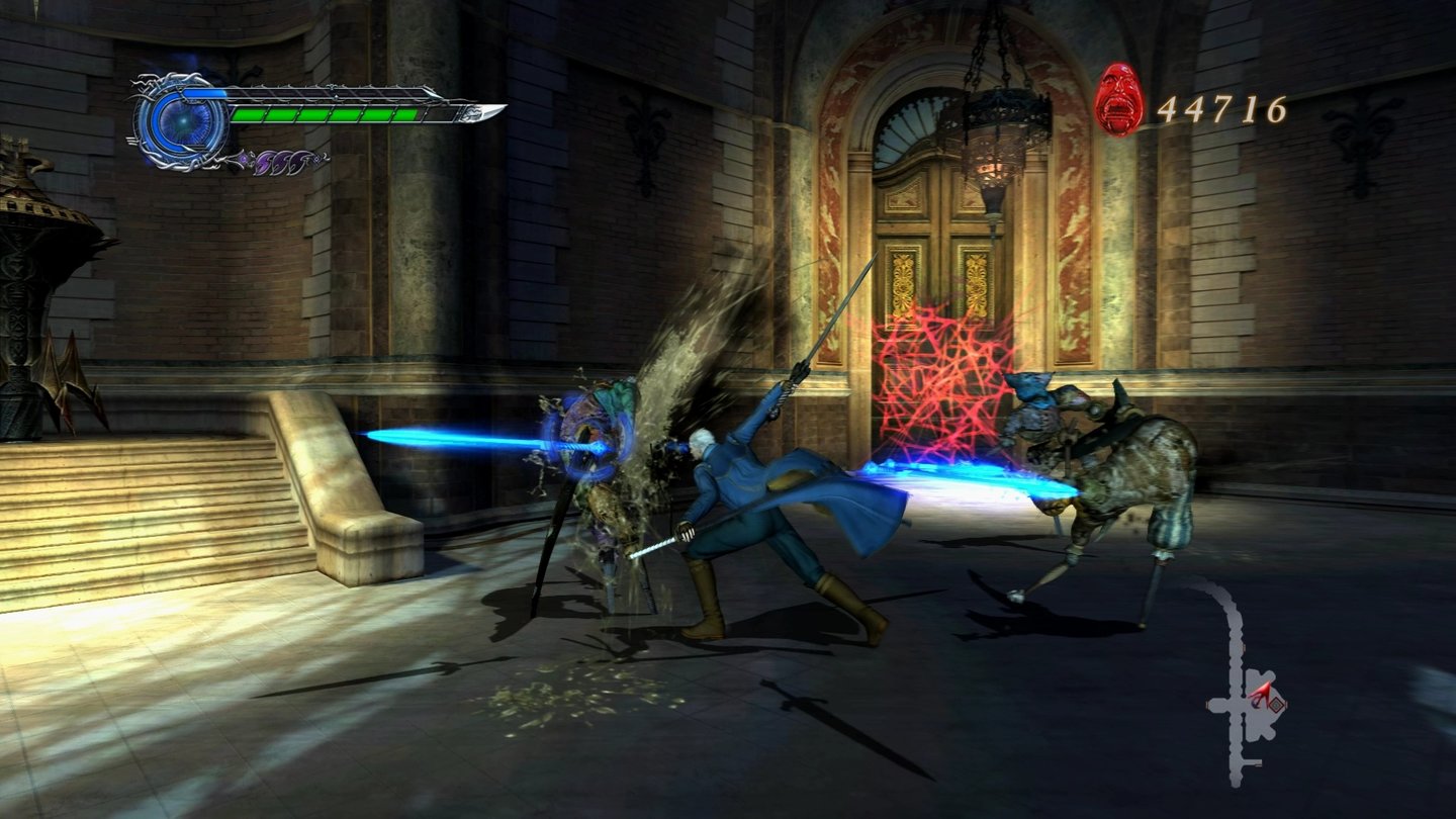 Devil May Cry 4: Special EditionVergil findet Schusswaffen geschmacklos, dafür kann er blaue Geisterschwerter um sich beschwören.