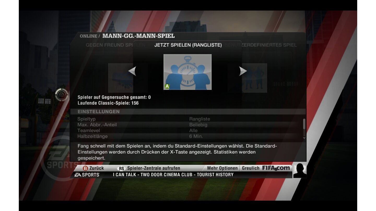 Fifa 11 - Multiplayer-Test... gelangen wir problemlos ins Serversuche-Menü, wo wir entweder das automatische Ranglisten-Matchmaking verwenden oder einer von Spielern erstellten Partie beitreten. Unser erstes Match ...