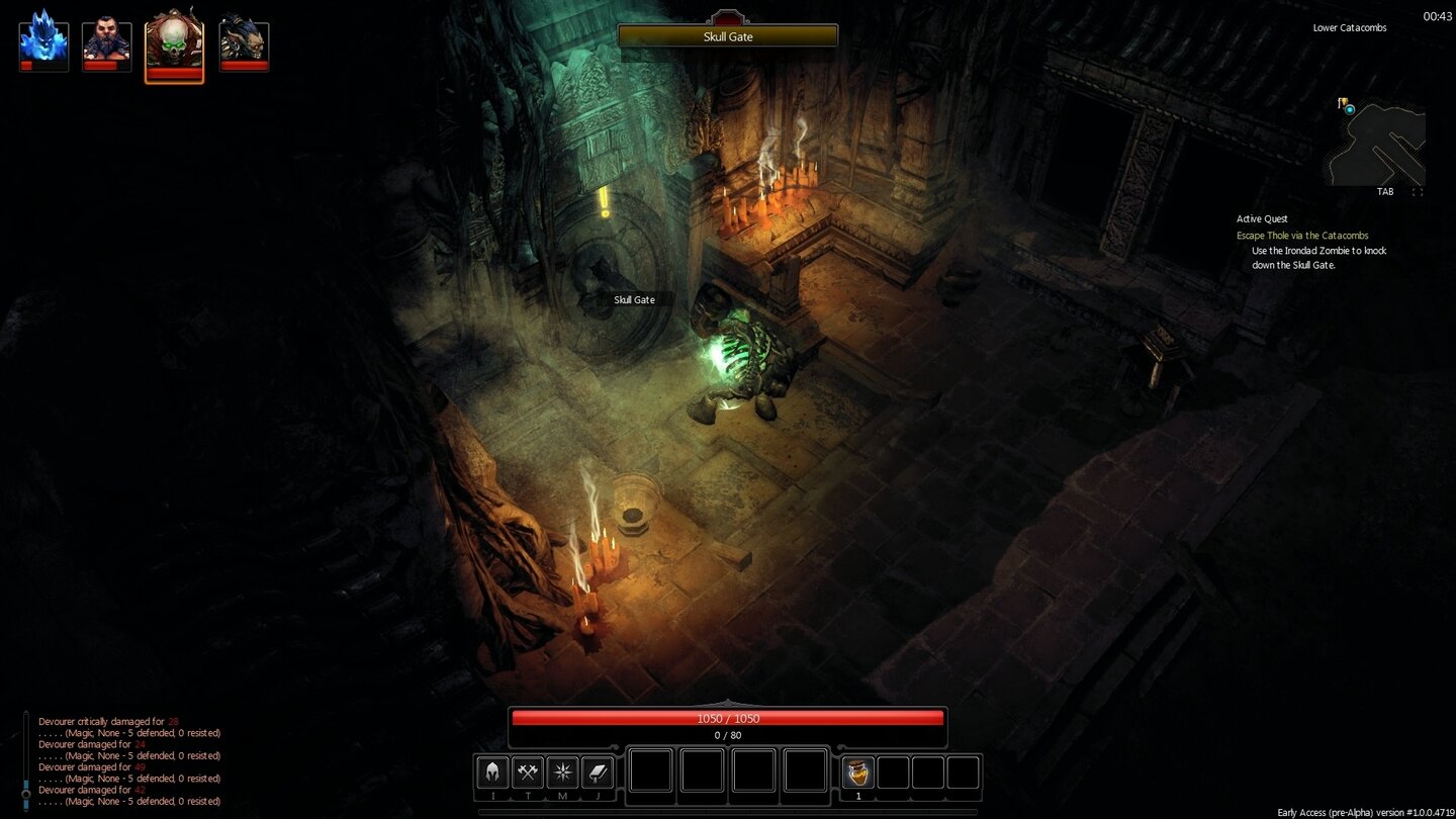 Shadows: Heretic KingdomsMit der Zeit erhalten wir immer mehr »Puppets«. Der dicke Zombie mit den Eisenfäusten kommt gerade recht. Mit ihm schlagen wir die Tür ein, um weiterzukommen.