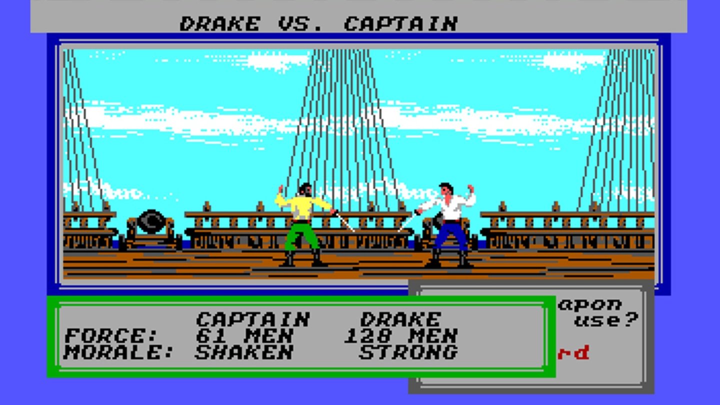 Sid Meier’s Pirates! (1987)Das legendäre Piratenabenteuer trägt als erstes Spiel Sids Namen im Titel, um das Interesse von Simulationsfans zu wecken. Es funktioniert!