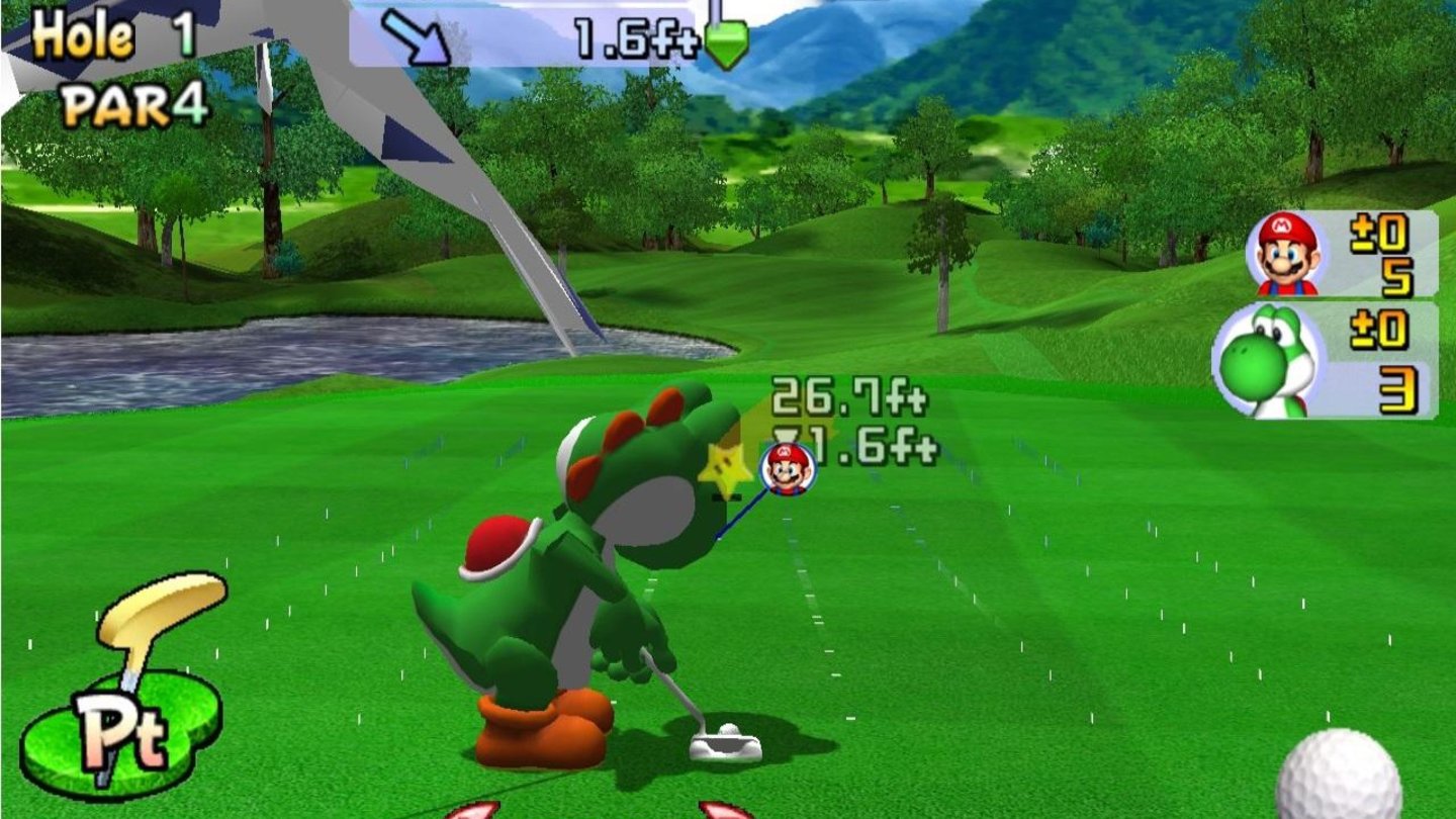 Mario Golf: Toadstool Tour (2003)Der dritte Teil der Mario-Golf-Serie unterscheidet sich visuell und in Bezug auf die Steuerung sehr von den vorherigen Spielen. Durch die 3D-Render hat sich die Kameraperspektive verändert und gibt nun sehr viel besser Einblick auf die einzelnen Golfbahnen. Auch dieser Teil stellt verschiedene Singleplayer- und Multiplayer-Spielmodi zur Verfügung.