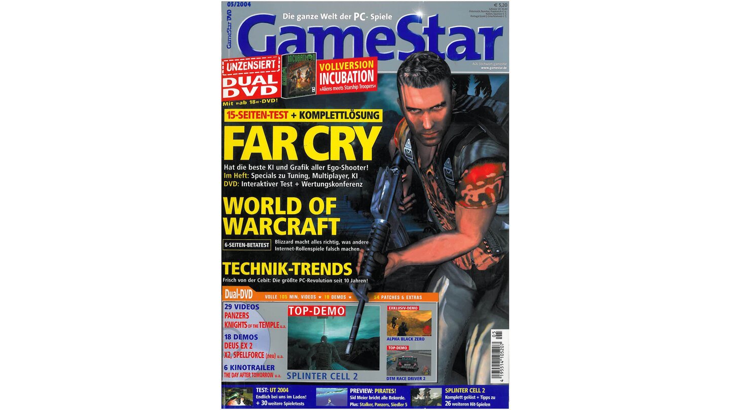 GameStar 5/2004Far Cry (dt.) -Titelstory, Previews zu World of WarCraft, Stalker und Siedler 5. Außerdem Bad boys 2, Counter-Strike: Condition Zero und Trackmania im Test sowie Browserspiele-Report.