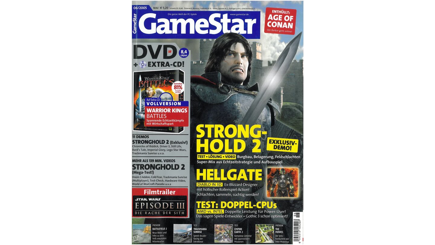 GameStar 06/2005Stronghold 2-Titelstory, The Movies-, Age of Conan-, Call of Duty 2-, Battlefield 2- und Fable-Preview. Außerdem: Lego Star Wars, Back to Gaya, Splinter Cell 3, Empire Earth 2 im Test und Spielspaß-Report.