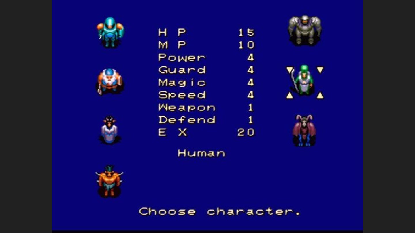 Choosing a character