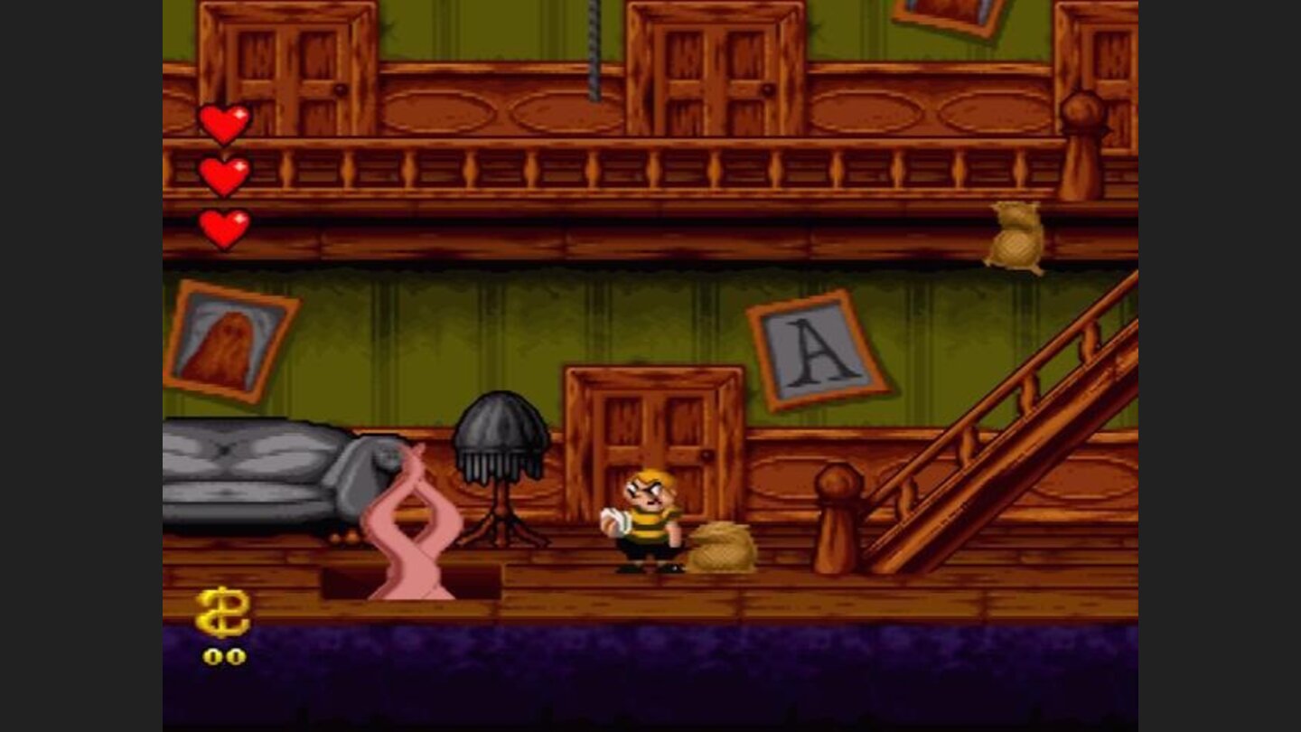 You start the game here. Different levels are behind those doors