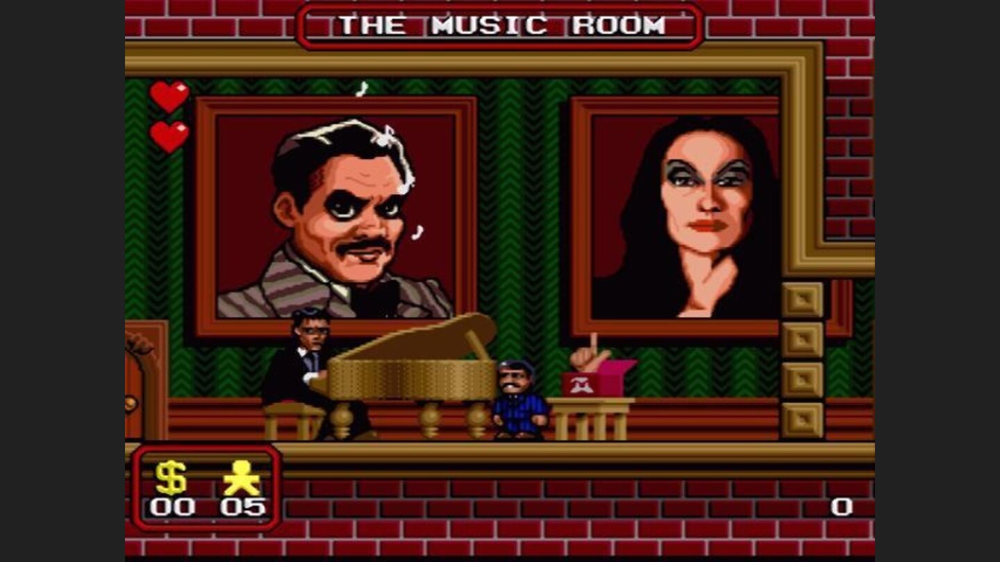 The pianist ignores Mr. Addams completely
