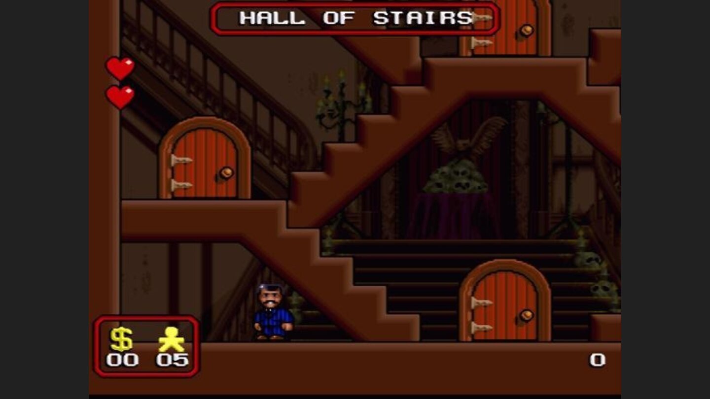 You start in the hall, each door being a level or a number of levels