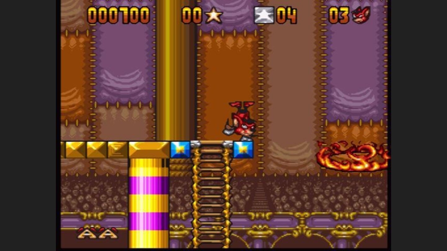 You can have bonus points by jumping right through the middle of the ring, avoiding the fire