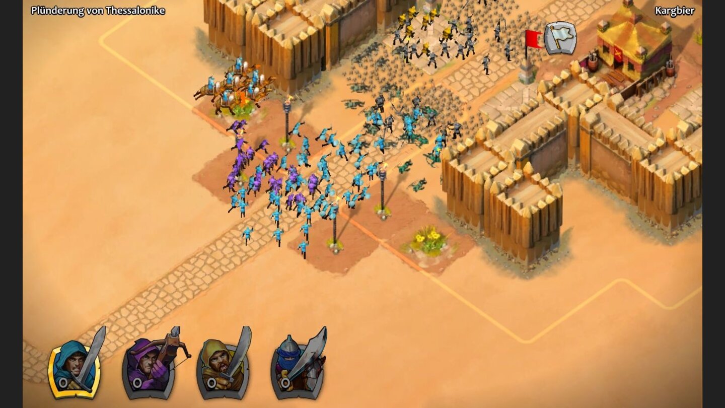 Age of Empires: Castle SiegeAuswärts-Begegnung: In der Kampagne überfallen wir mit einer vorgegebenen Armee feindliche Festungen.