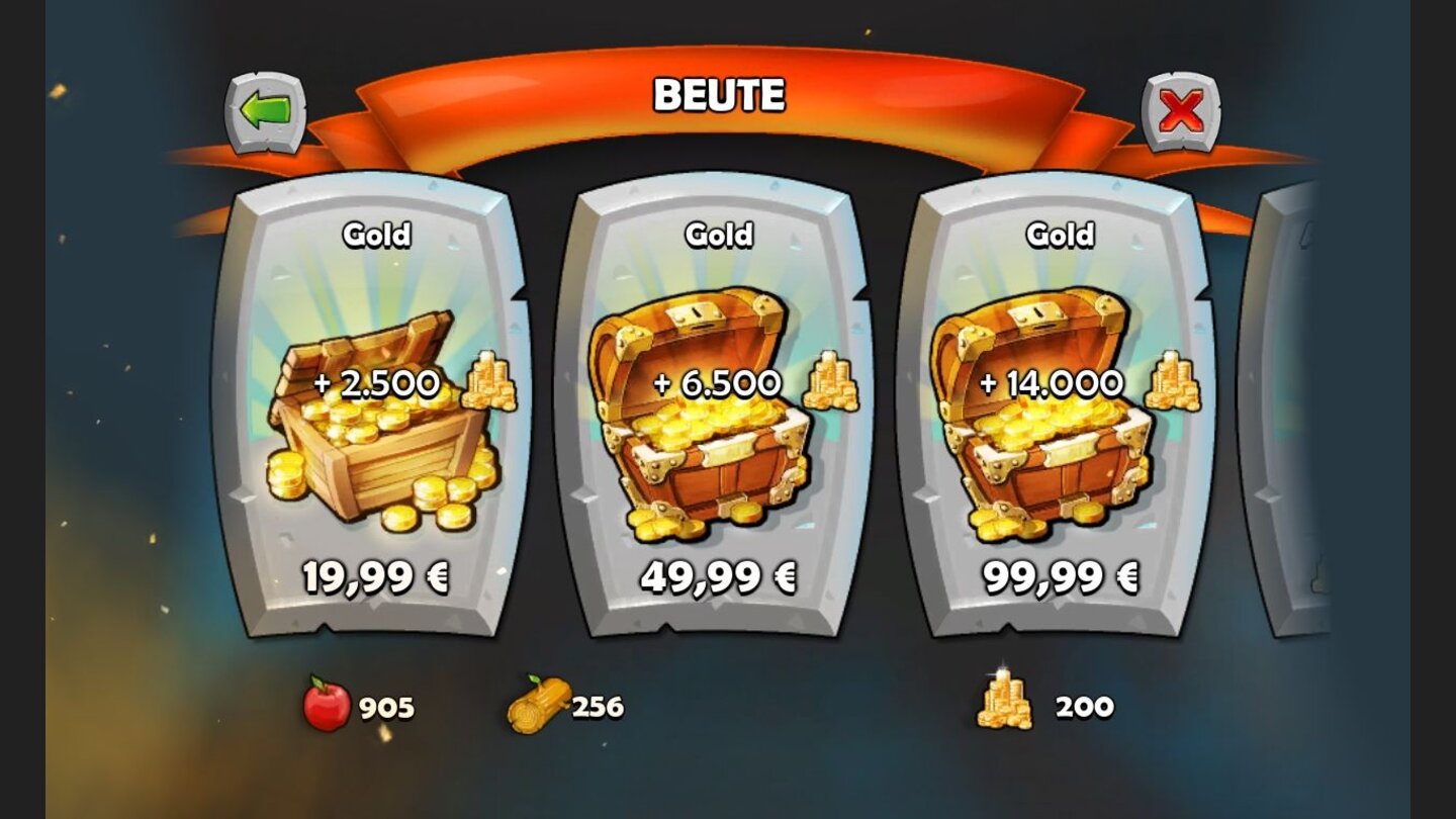 Age of Empires: Castle SiegeNicht ganz billig: Eine volle Goldkiste schlägt mit kann 100 echten Euro zu Buche.