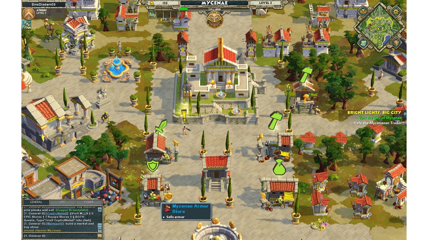 Age of Empires OnlineManchmal reisen wir auch in andere Städte, um dort Quests zu erledigen. Als Belohnung gibt es eine eigene Stadtpunkte, die in speziellen Shops ausgegeben werden.