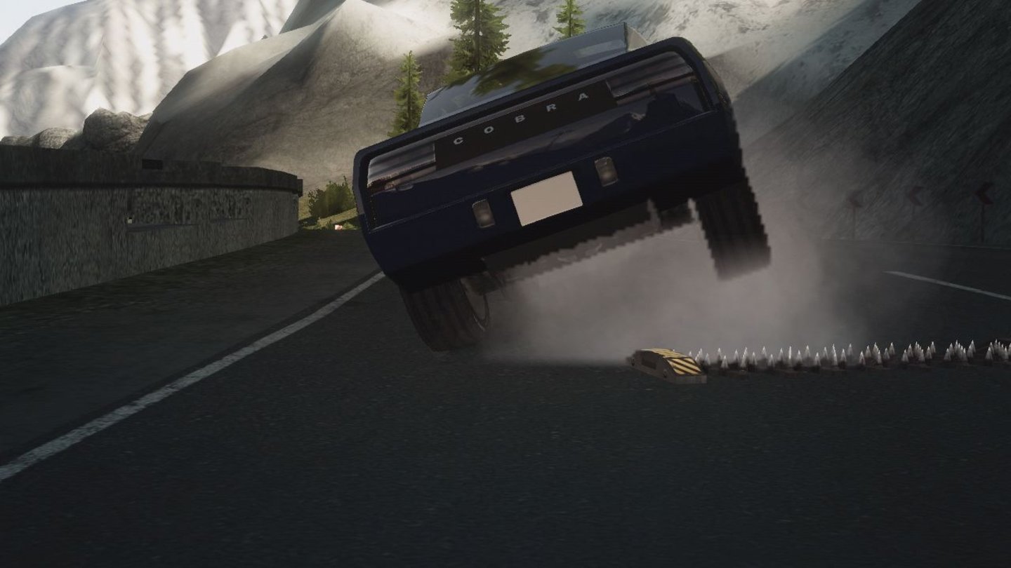 Alarm für Cobra 11: UndercoverWenn ein Auto über die neuen Nagelbretter fährt, fliegt es sofort wie nach einer Explosion durch die Luft.