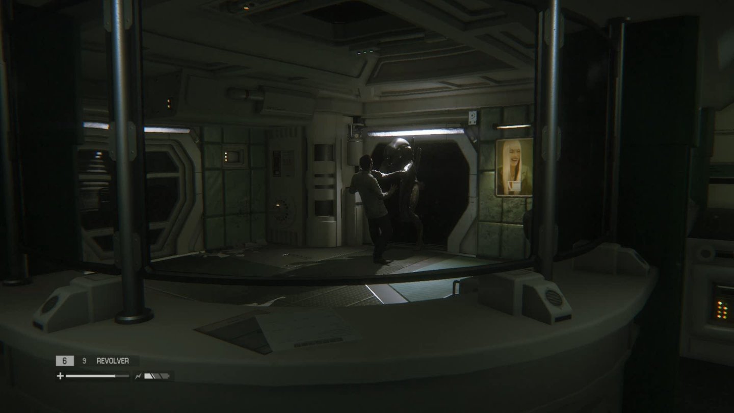 Alien: Isolation - PC-Screenshots aus der Test-VersionErwischt! Immer wieder sorgen Skriptsquenzen für besondere Schockmomente.