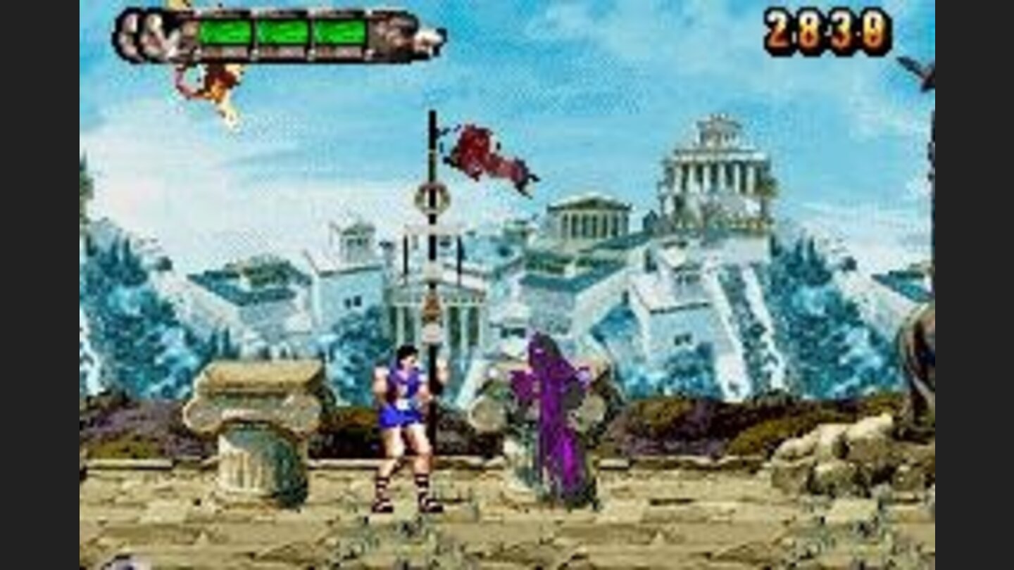 The purple wizards protect the red wizard.