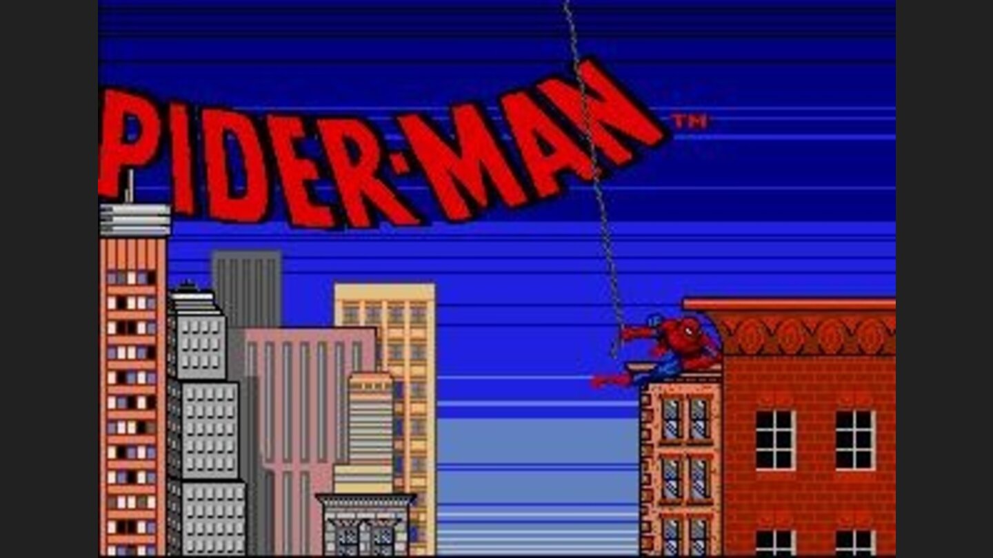 Spidey swings in as the title screen loads
