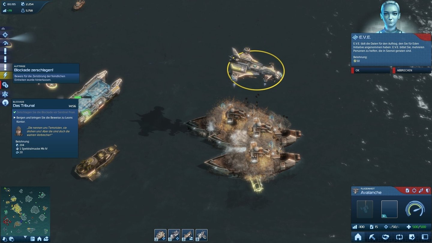 Anno 2070: Die TiefseeDoofer Gegner: Parkt seine drei Kriegsschiffe so dicht beieinander, dass ein einziger Bombenhagel genügt, um ...