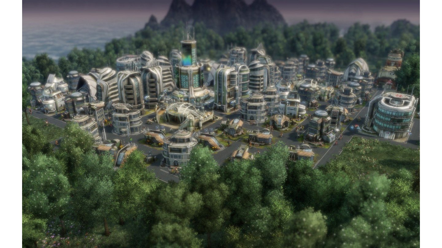 Anno 2070Die Ecos sind die umweltfreundliche Partei von Anno 2070, ihre Städte strahlen wie im grünen Umland.
