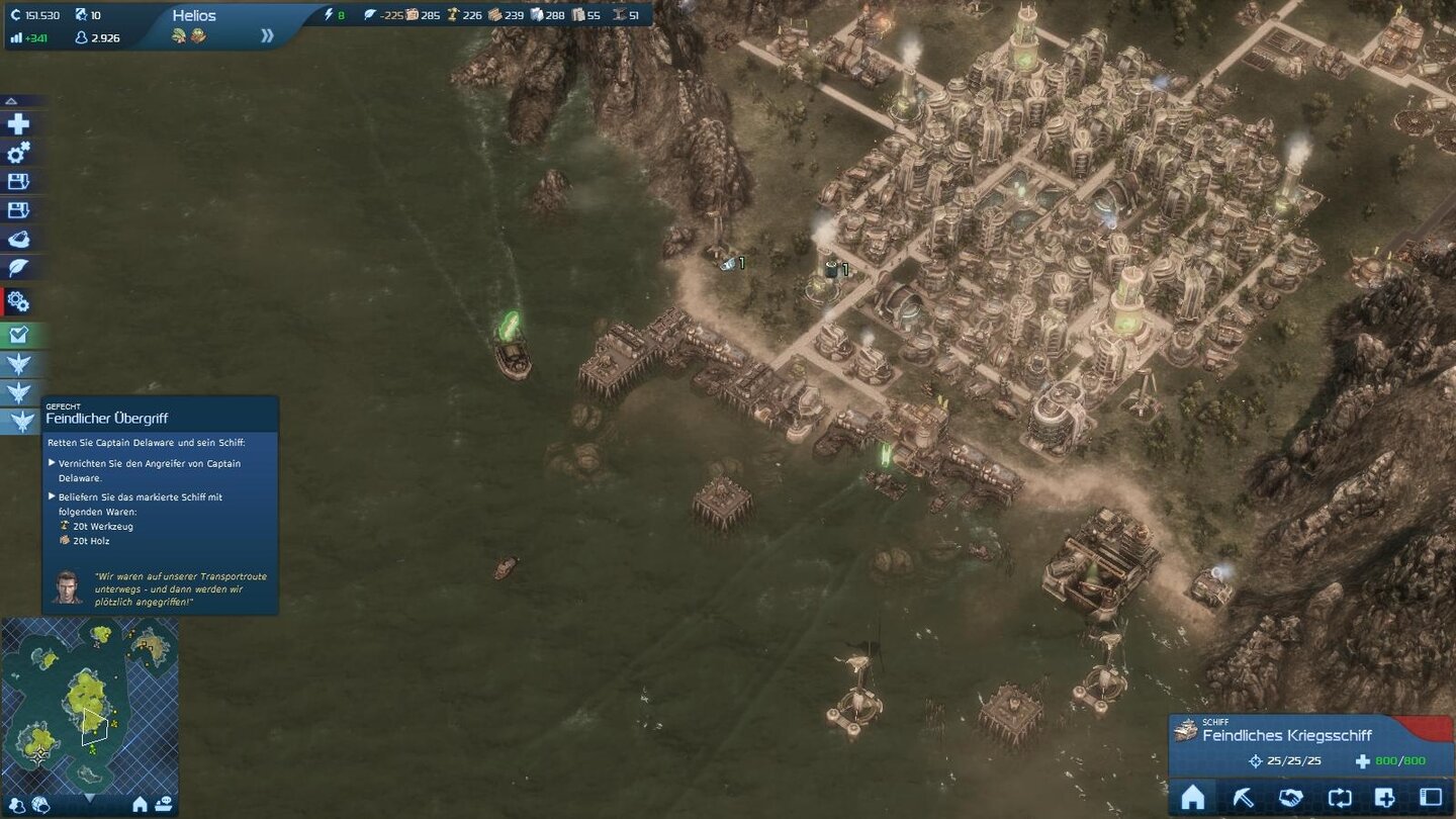 Schützen Sie ihren Hafen mit Geschützen, damit das Kontor sicher ist.