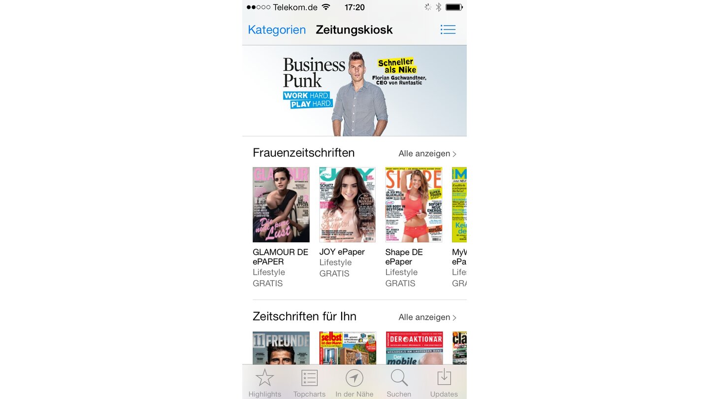 Apple iOS 7 Zeitungskiosj