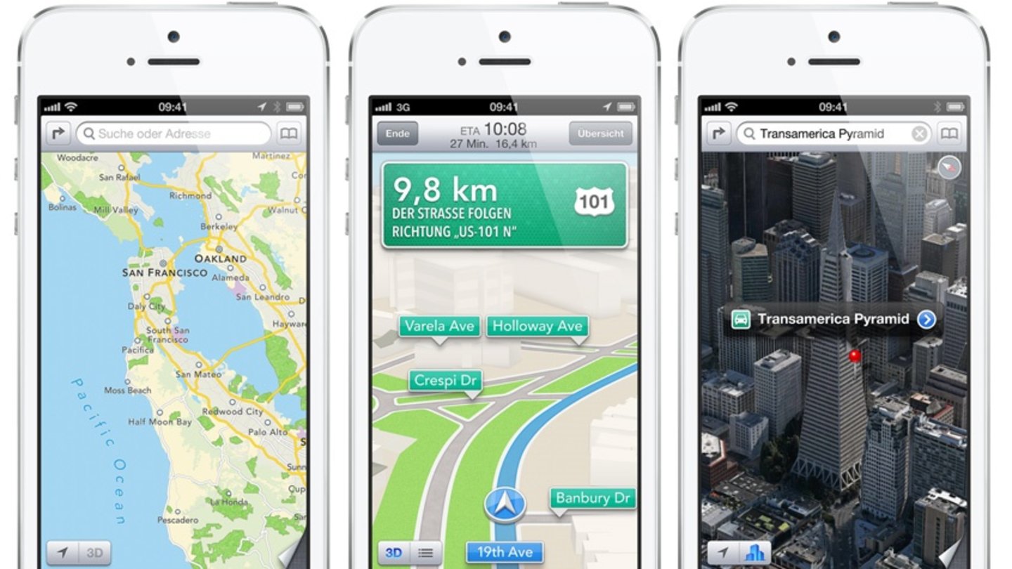 Die neue Karten-App hat Apple in Kooperation mit Tom-Tom entwickelt. Erstmals ist eine vollwertige Navigation »out-of-the-box« mit dabei.