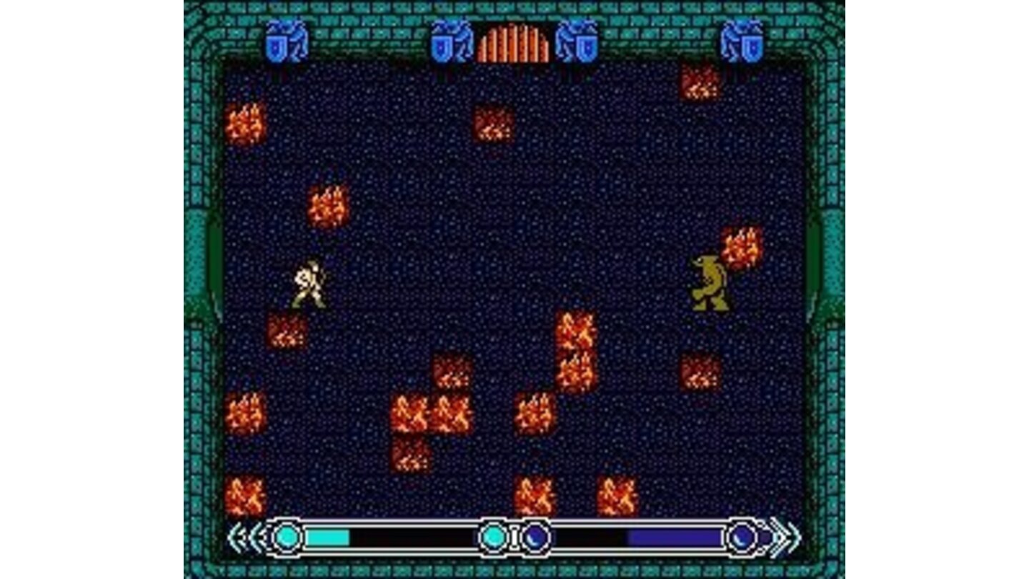 Combat between light archer and dark square on a square of neutral color; neither side gets a health bonus on such a square