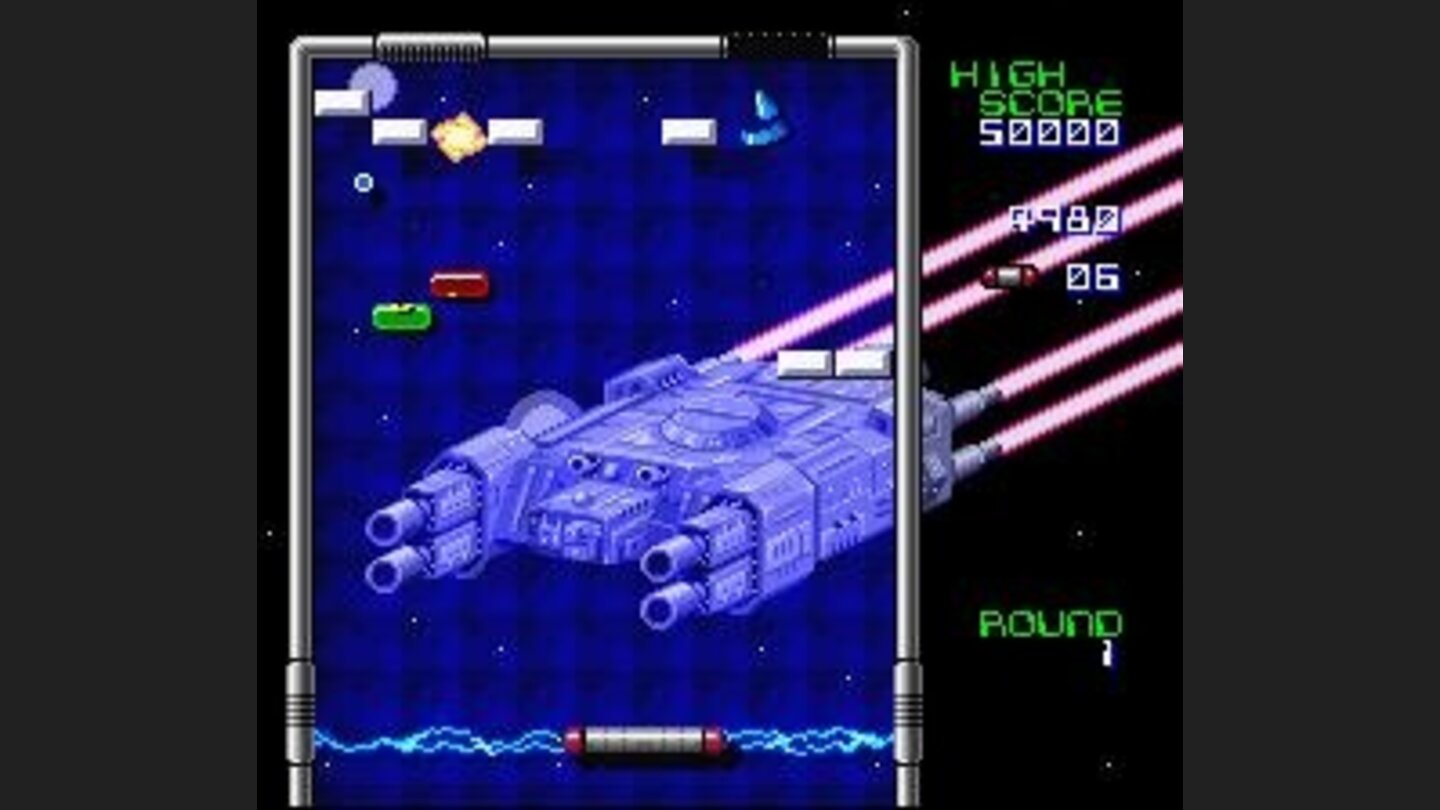 A battle rages on in the background while blocks are attacked in the foreground