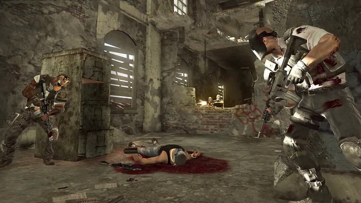 Army of Two: The Devils CartelDer erste Screenshot zeigt Alpha und Bravo in einem Feuergefecht.