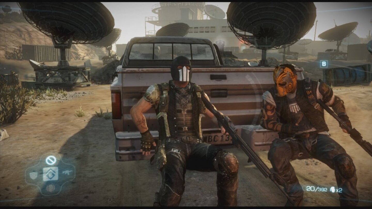 Army of Two: The Devils CartelHin und wieder müssen Alpha und Bravo auch mal ein Auto verschieben, um geschützt in ein Gegnerareal vorzudringen.