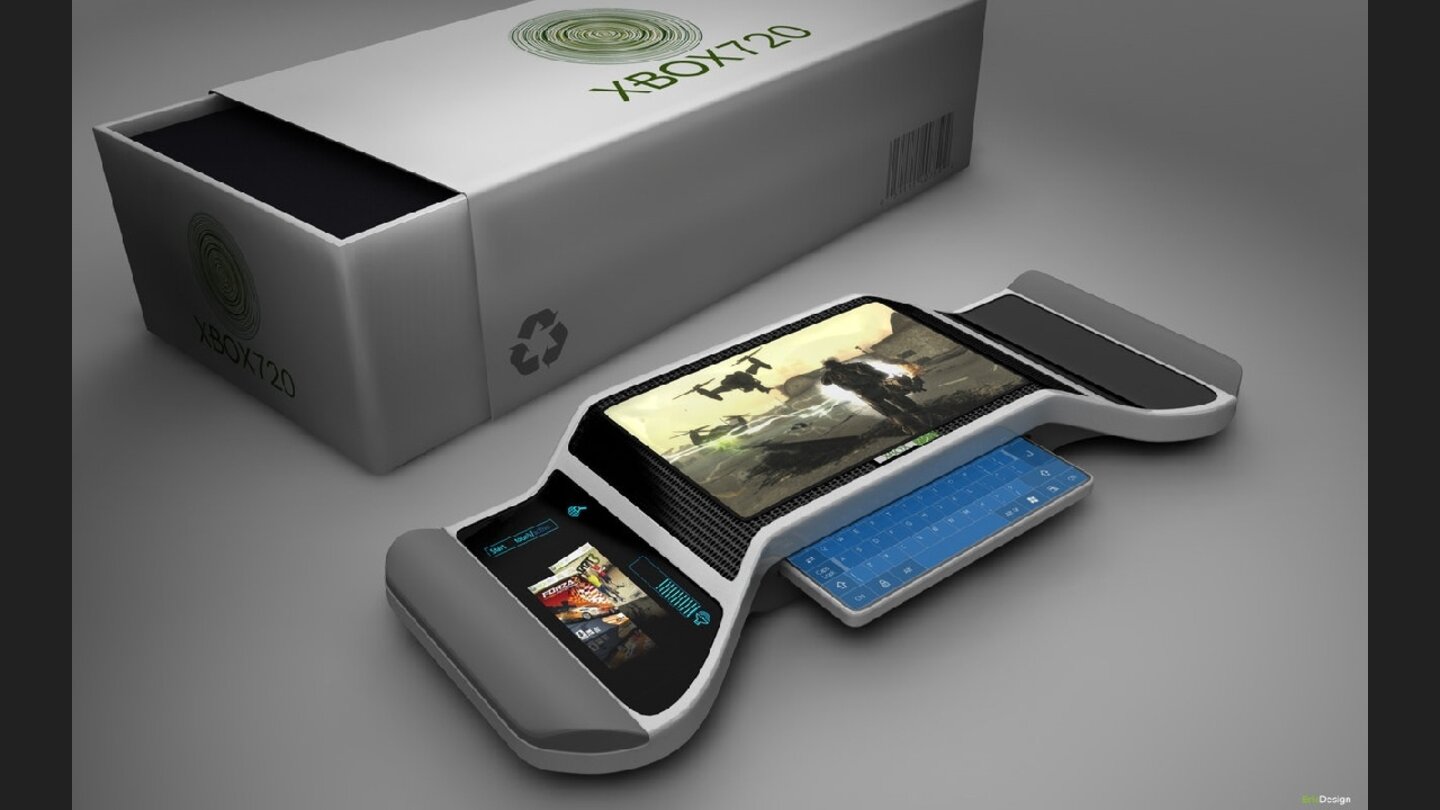 Xbox 3 - DesignkonzepteEine Xbox 3 mit eingebautem Bildschirm? Geht es nach diesem Design, ja! (djeric.deviantart.com)