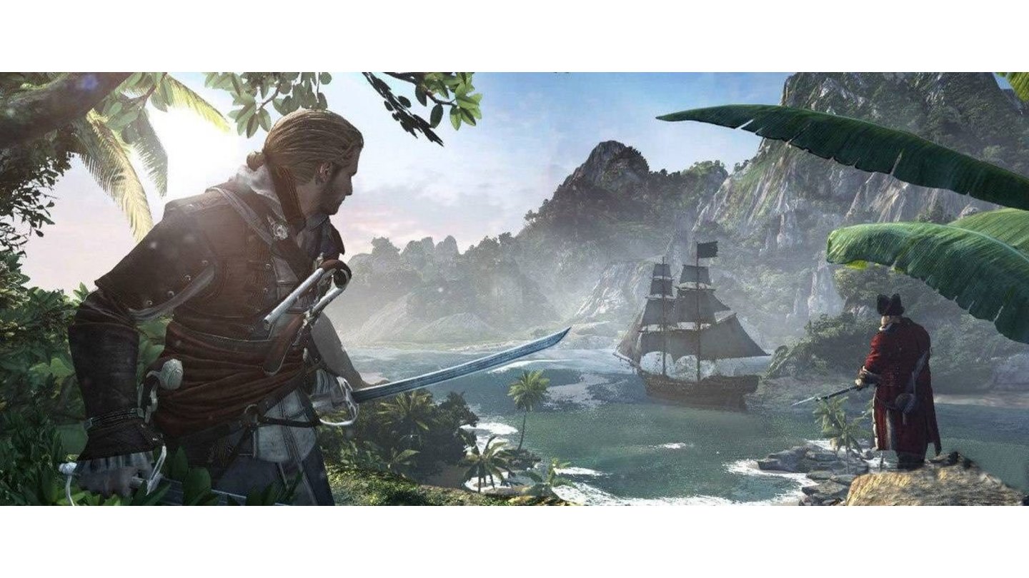 Assassin's Creed 4: Black FlagMit dem eigenen Schiff kann man die Inseln der Spielwelt frei anfahren...