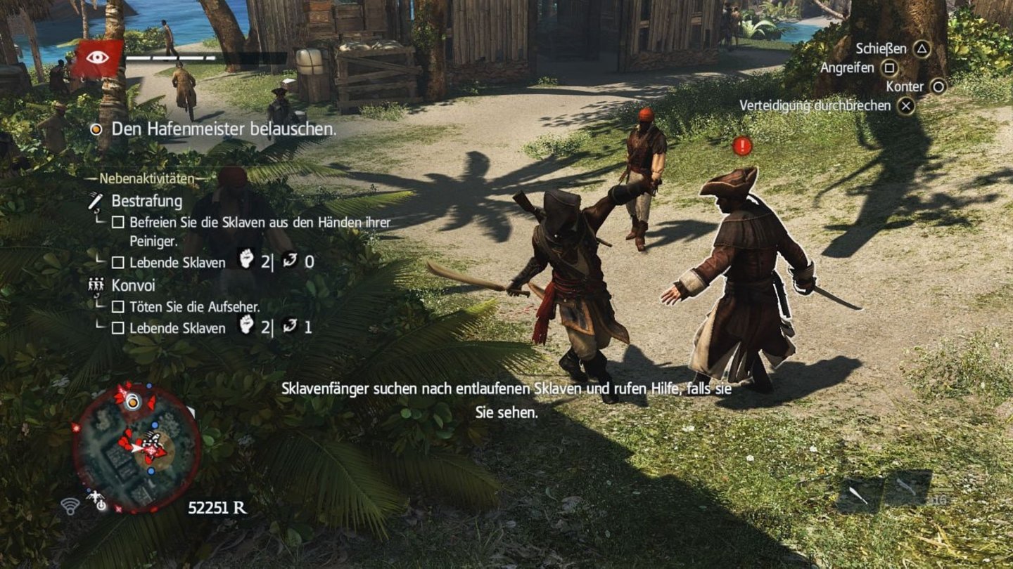 Assassin's Creed 4: Black Flag - Schrei nach FreiheitNebenaktivitäten in der näheren Umgebung werden durchgehend am Bildrand angezeigt. [PS4]