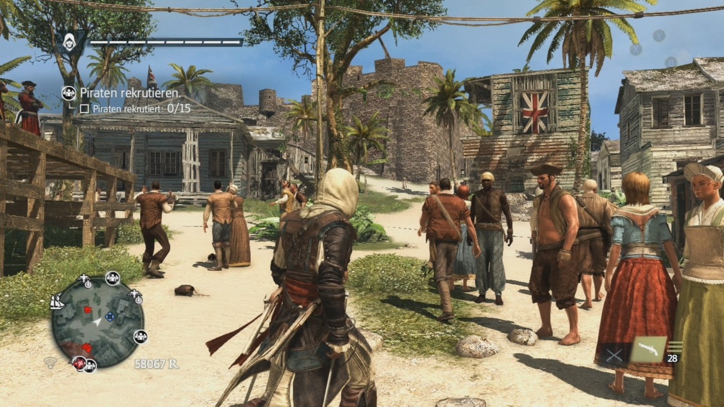 Assassin's Creed 4: Black Flag (360)
Die Bevölkerung der 360-Version steht der Next-Gen-Version in nichts nach. Auch hier tummeln sich viele Menschen in den Städten und füllen diese mit Leben.