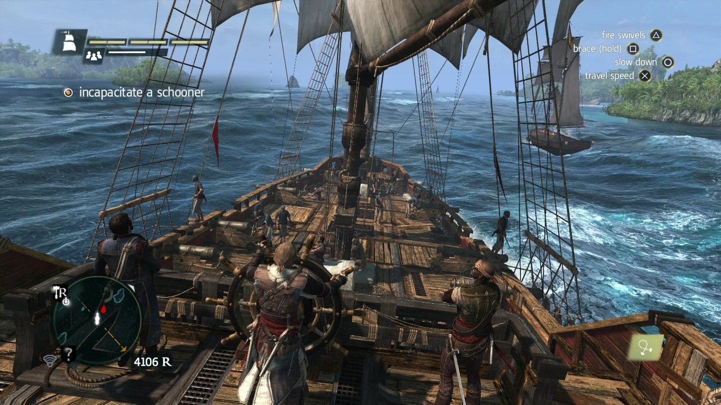 Assassin's Creed 4: Black Flag (PS4)
Wasser ist eines der zentralen Elemente von Assassin's Creed 4. Das nasse Kühl sieht dabei richtig schick aus und überzeugt auch auf der Xbox 360 vor allem durch seinen realistischen wellengang.