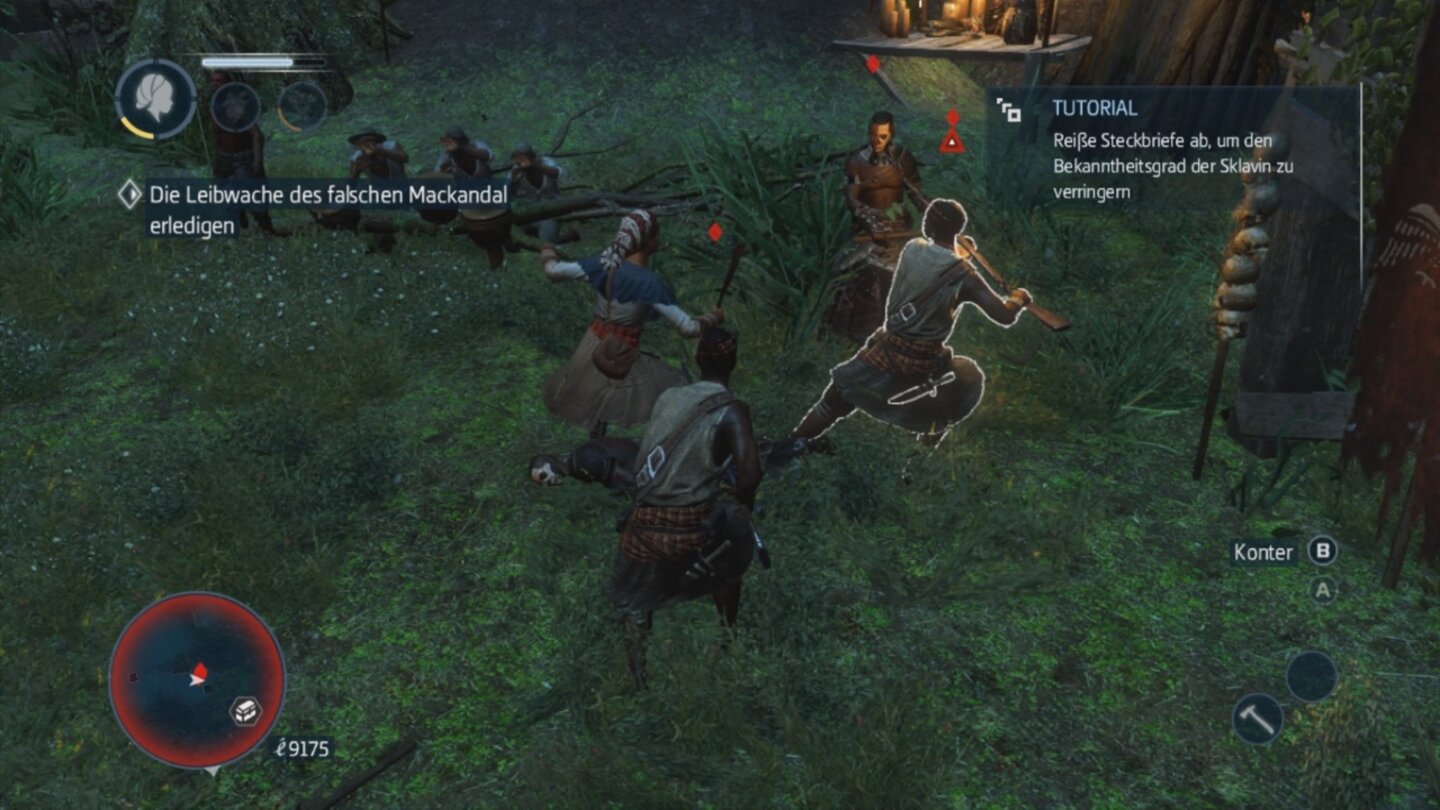 Assassins Creed: Liberation HDDie Kämpfe sind, mit Ausnahme von Black Flag, seit jeher eine Schwäche der Serie. Die Gegner lassen sich einfach auskontern und greifen hübsch der Reihe nach an.