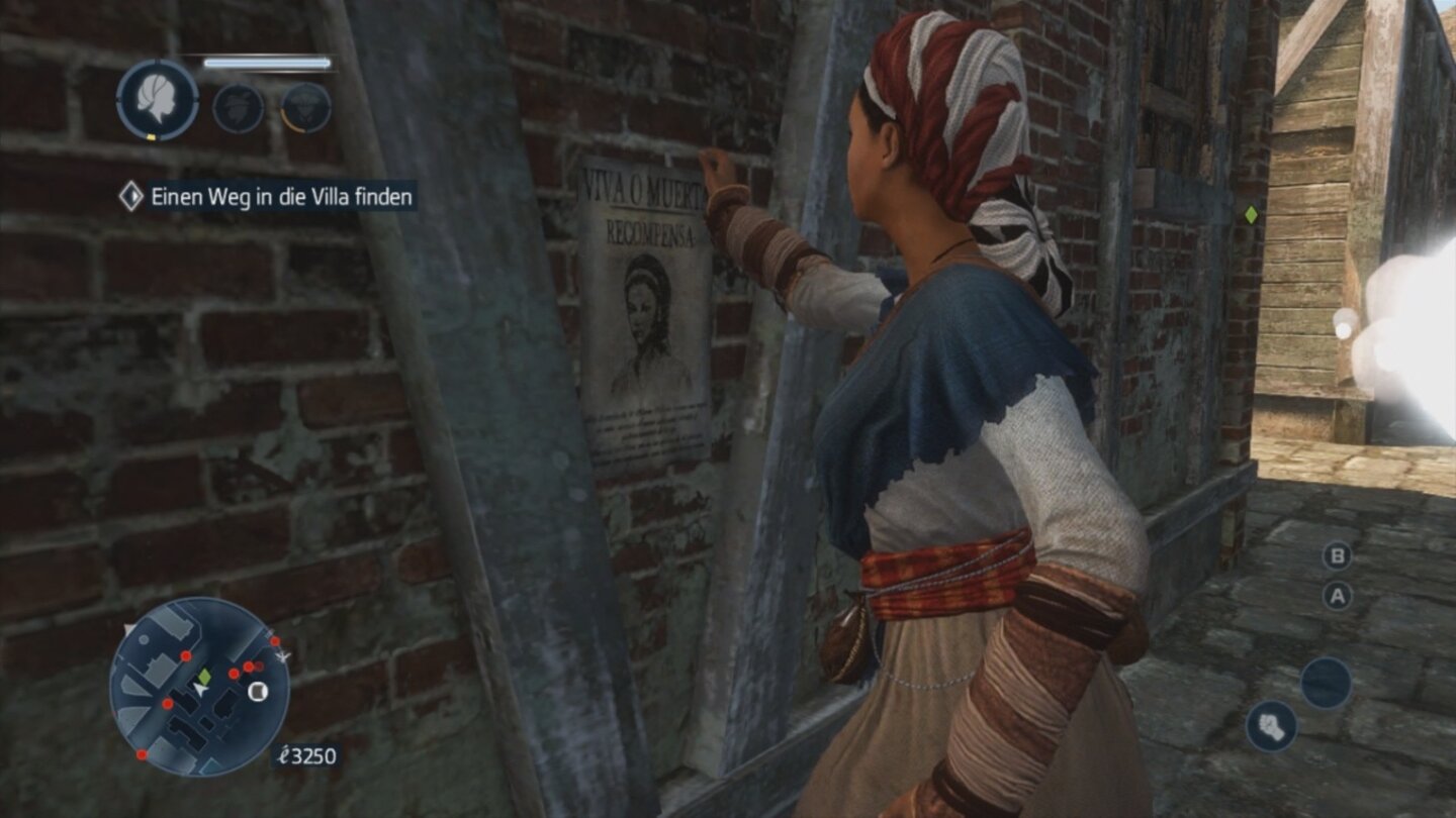 Assassins Creed: Liberation HDIst unser Fahnungslevel mal zu hoch, hilft es nur noch die eigenen Steckbriefe zu dezimieren. Das nervt allerdings bereits nach kurzer Zeit.