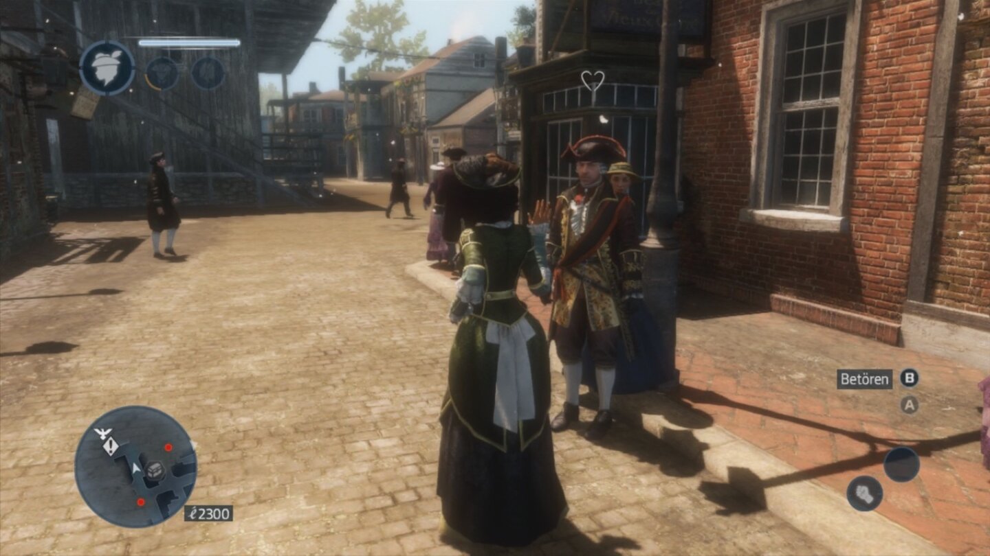 Assassins Creed: Liberation HDIm Kleid können wir zwar nicht rennen oder springen, dafür aber Männer bezirzen, die für eine Weile alles für uns tun.